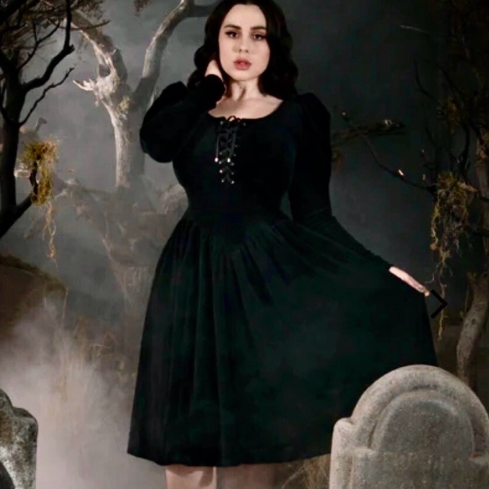 La Femme En Noir - SLEEPY HOLLOW - Velour Swing Dress 2X - NWT